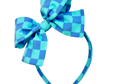 Bright Blue Check :: Big Girl Headband Hot on Sale