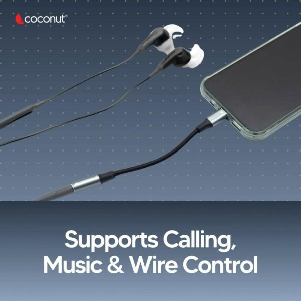 Coconut AC02 Lightning to 3.5mm AUX Adapter Connector, High Quality Audio Lightning to Jack For Sale